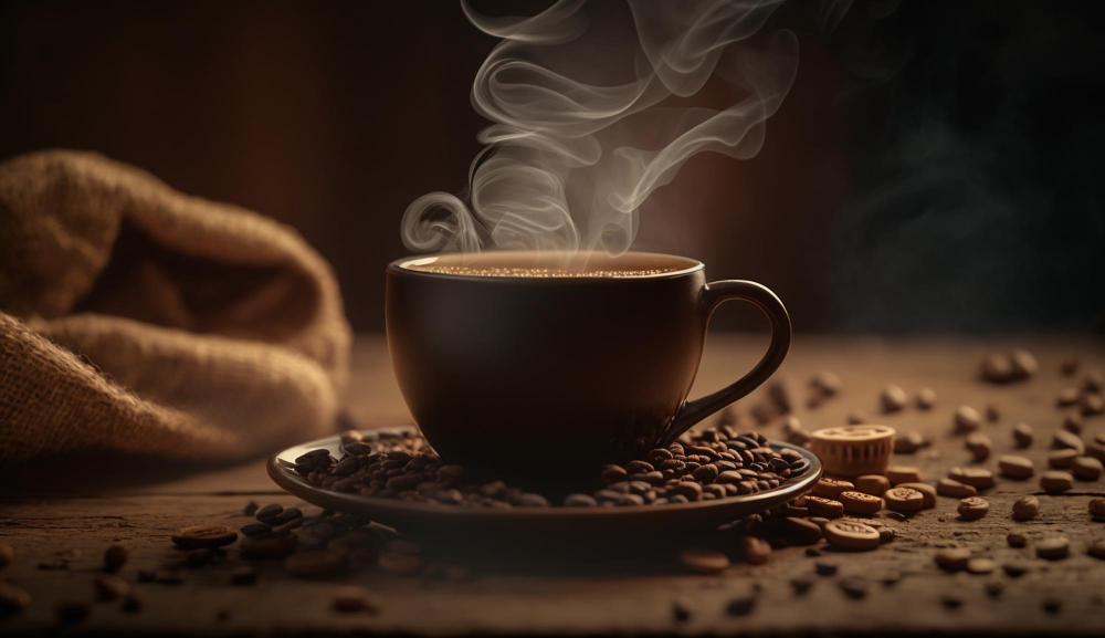 Quais são os melhores tipos de café? 5 vapores de cafe fresco na mesa de madeira fecham a ia generativa